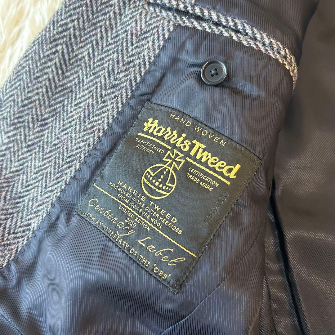 美品　ハリスツイードATELIER MADEテーラードジャケット ヘリンボーン