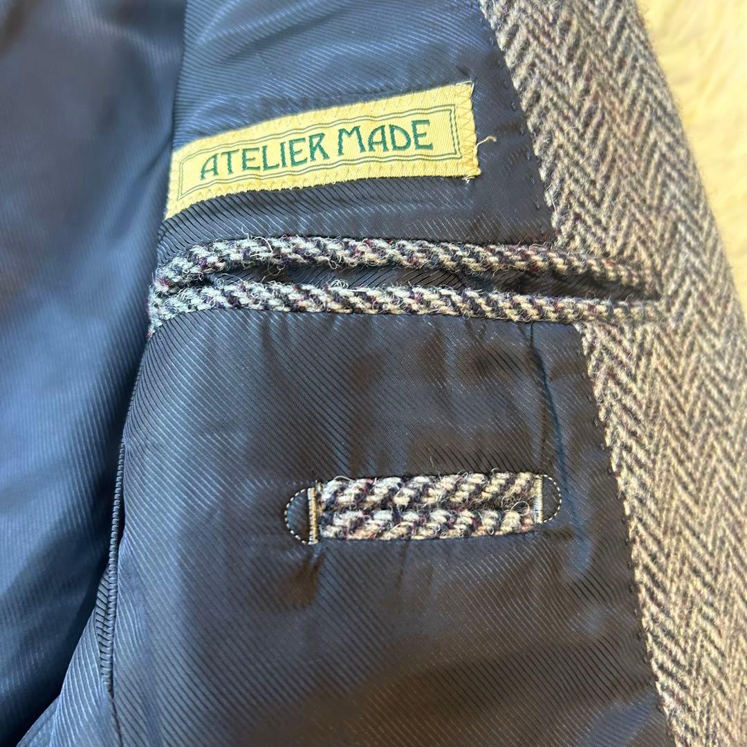 美品　ハリスツイードATELIER MADEテーラードジャケット ヘリンボーン