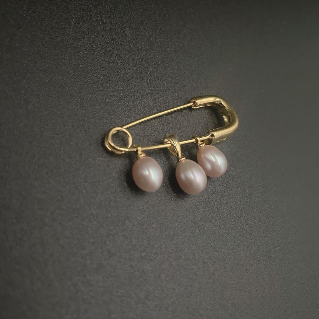 美品　ミキモト　ミニブローチ　本真珠　パール　カブトピン　ゴールド　0.6