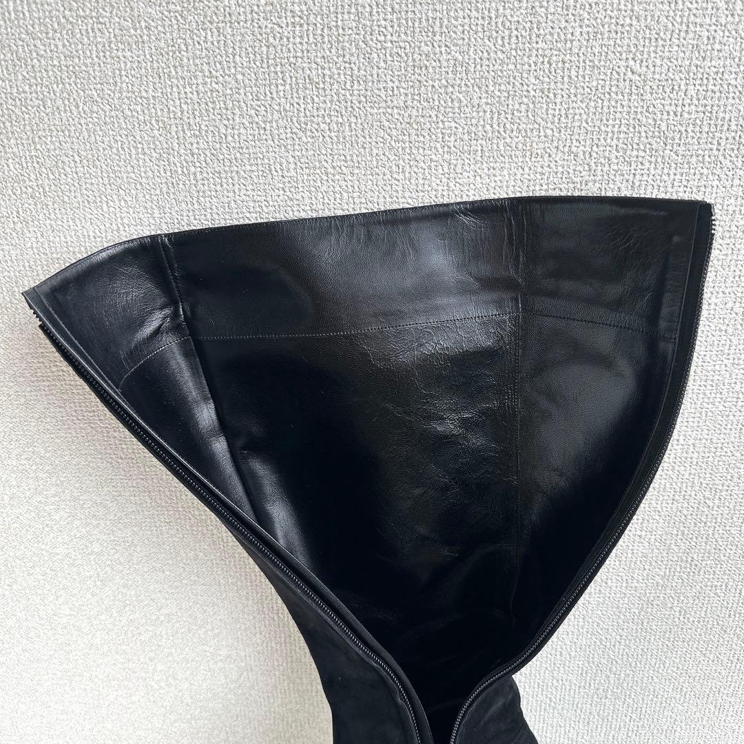 マノロブラニク　ロングブーツ　スクエアバックル　ハイヒール　スエード　黒　37