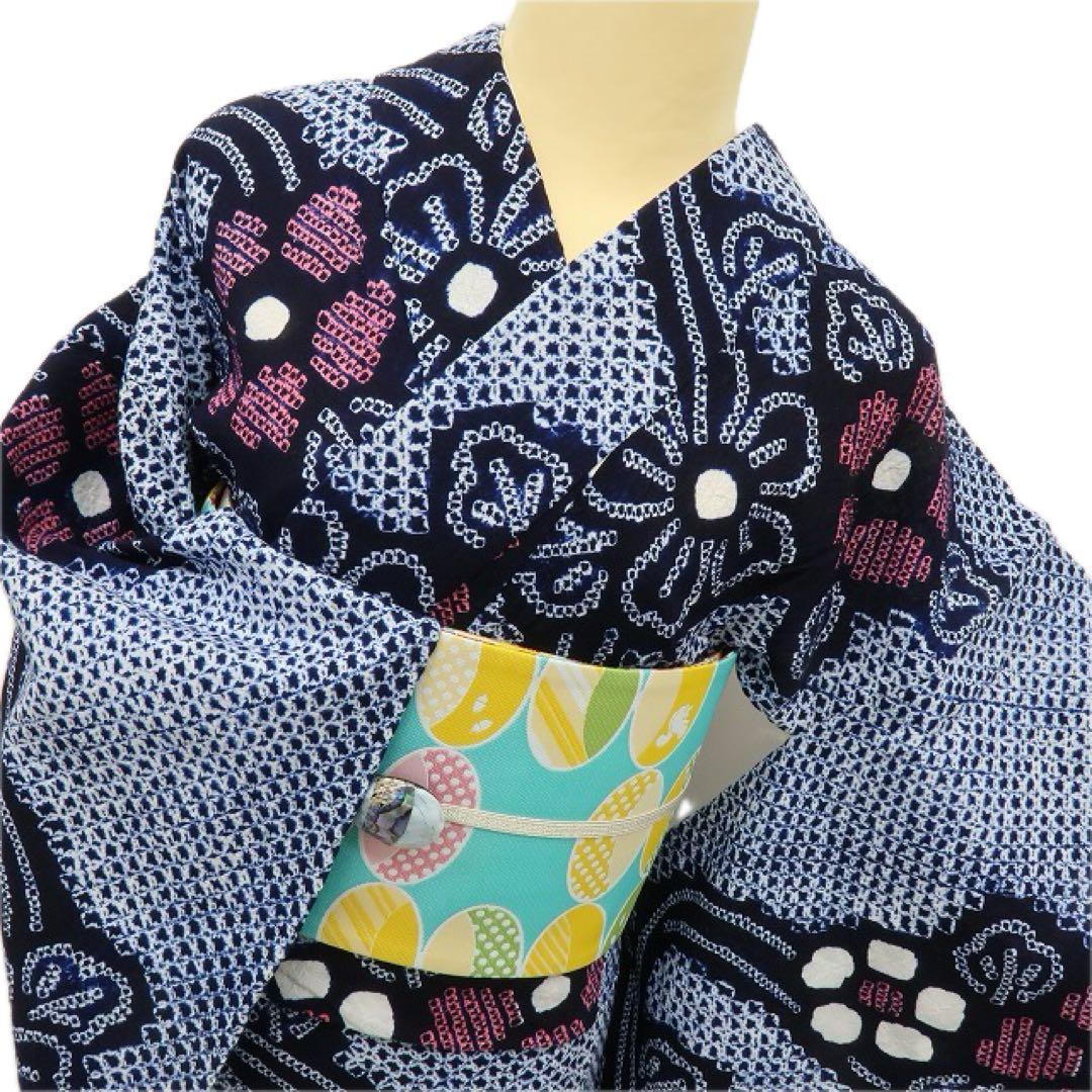 ライラック（プロフィール必読）✺美品 有松鳴海絞り 高級浴衣 A3291