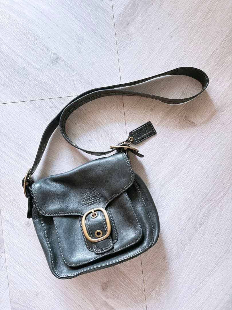 【希少品】COACH 黒 レザー バッグ 定価5万 オールドコーチ レア レトロ