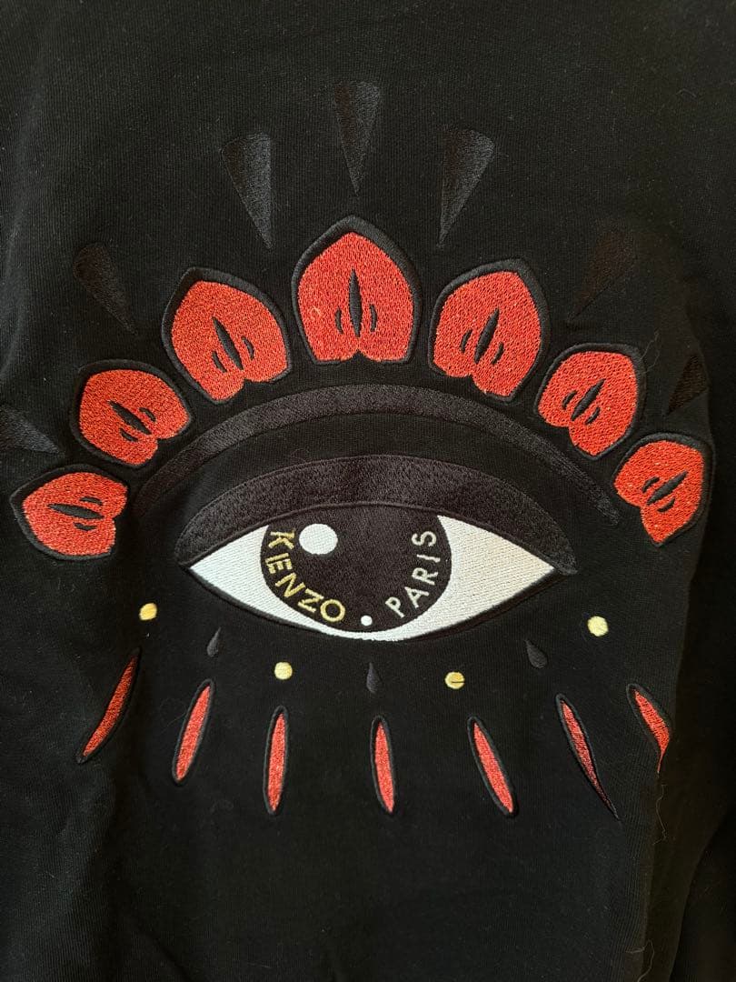 【美品】KENZO アイモチーフ 刺繍 ブラック スウェット