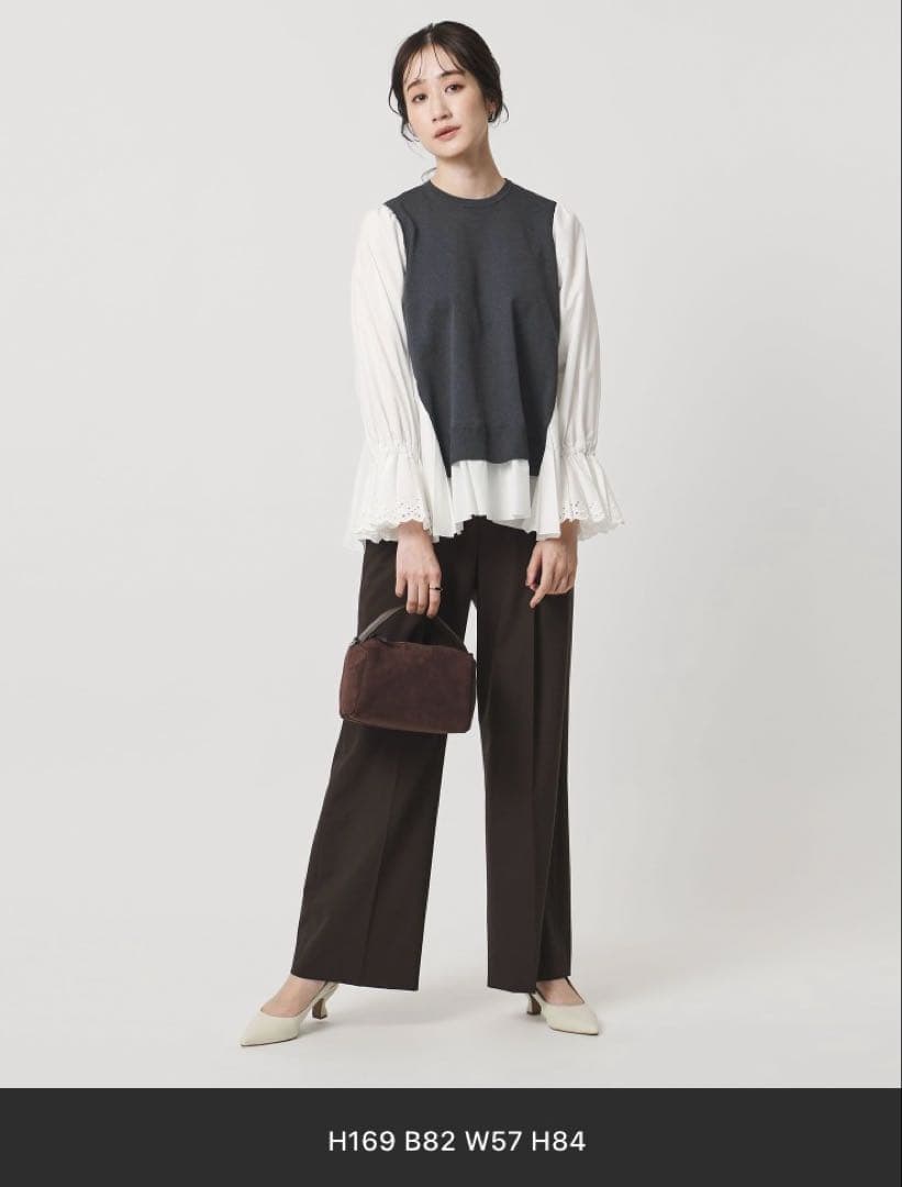 新品タグ付UNITED ARROWS プリーツコンビ ニットブラウス FREE