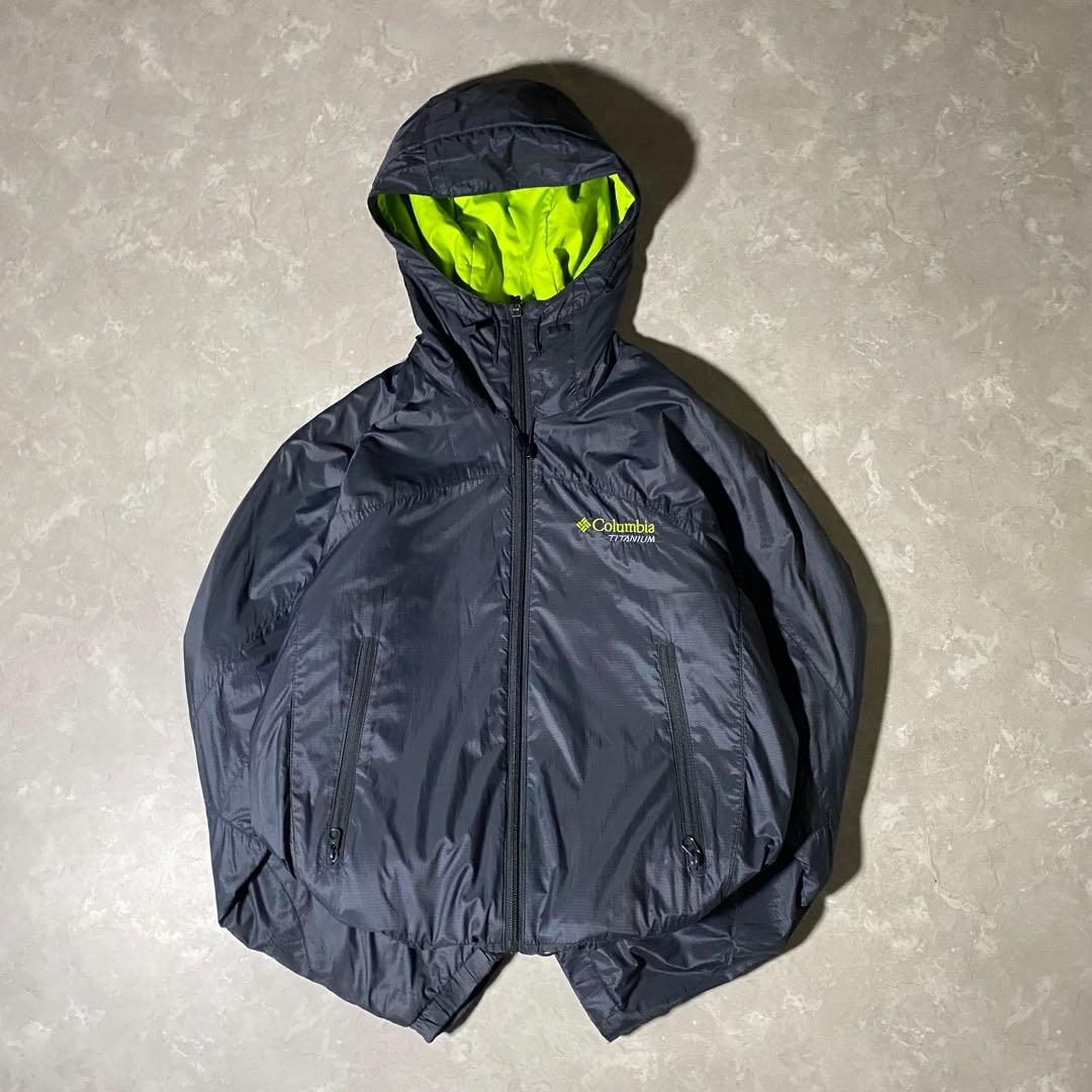 00s Columbia 短丈 ダウンジャケット 光沢 ドローコード XS