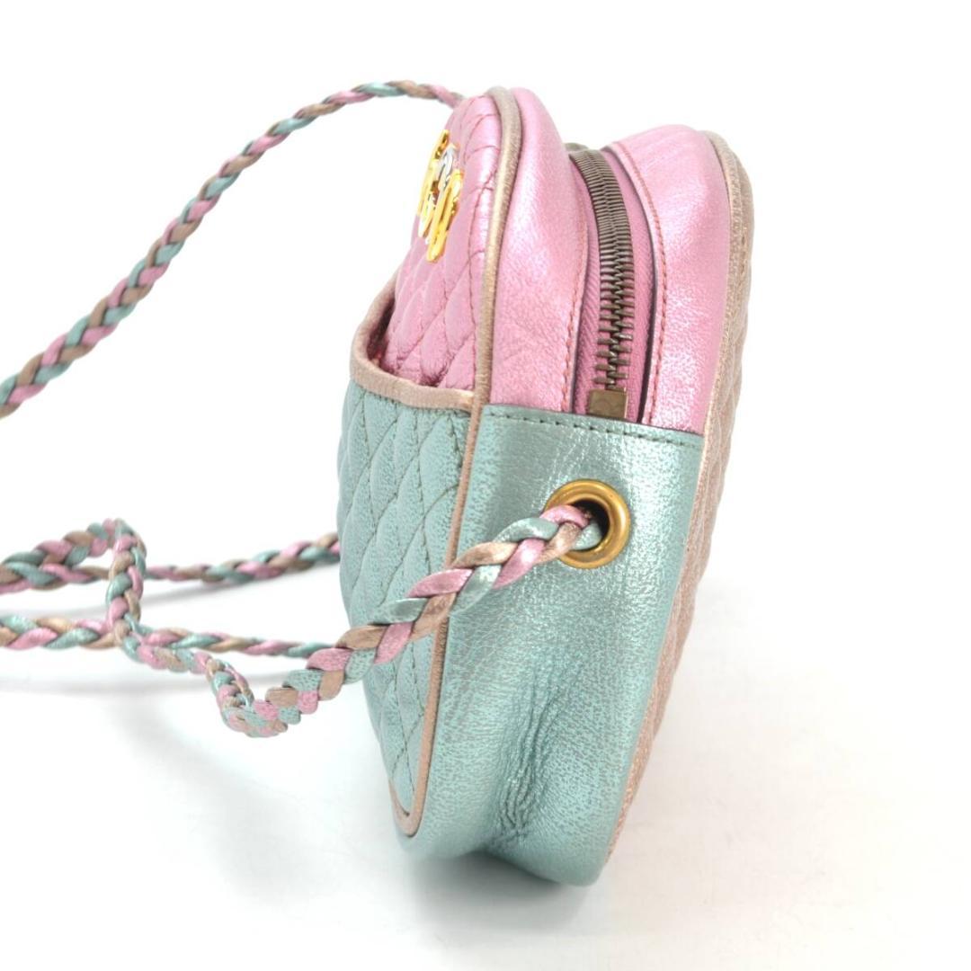 Y.OO GUCCI グッチ ラミネート ショルダーバッグ ピンク×ブルー