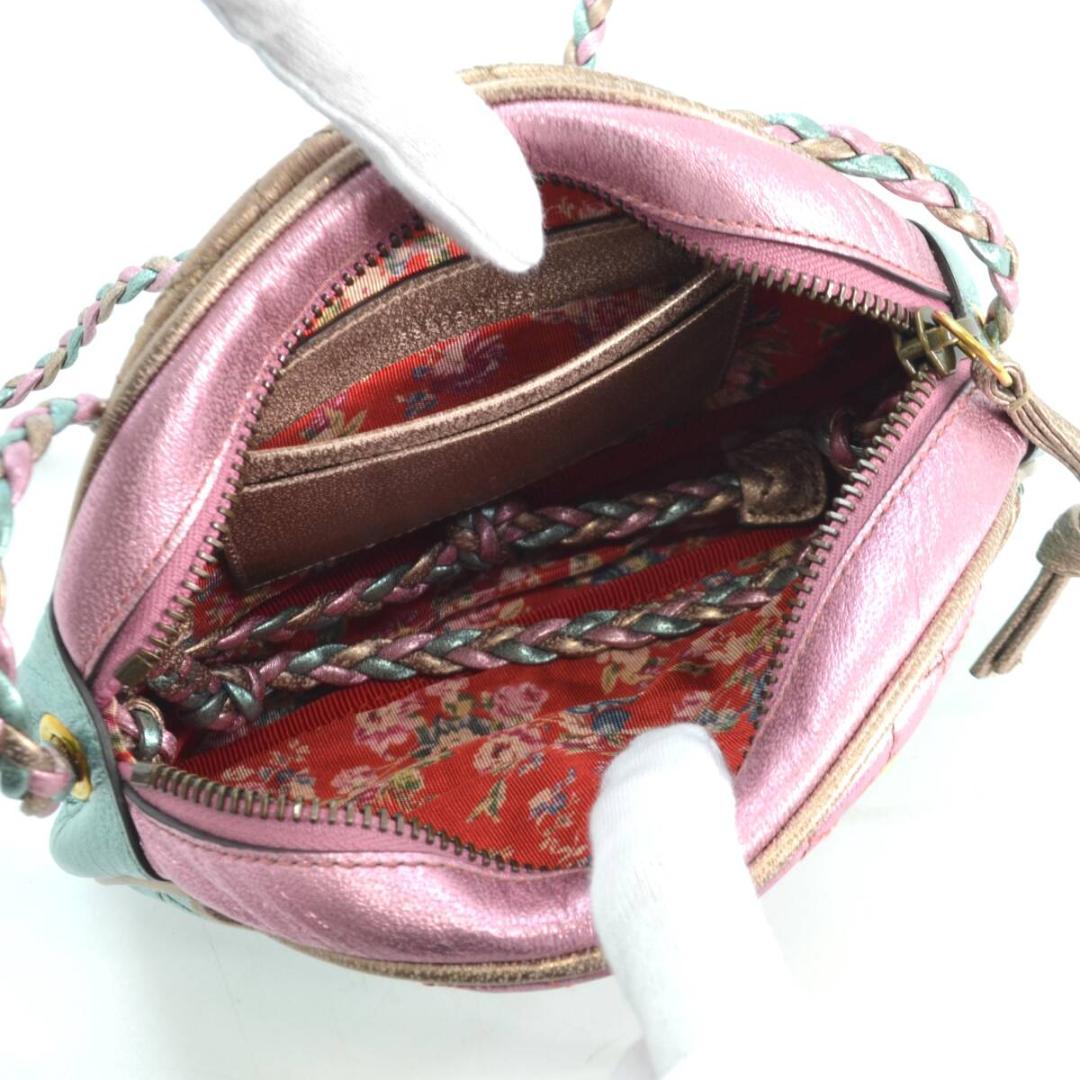 Y.OO GUCCI グッチ ラミネート ショルダーバッグ ピンク×ブルー