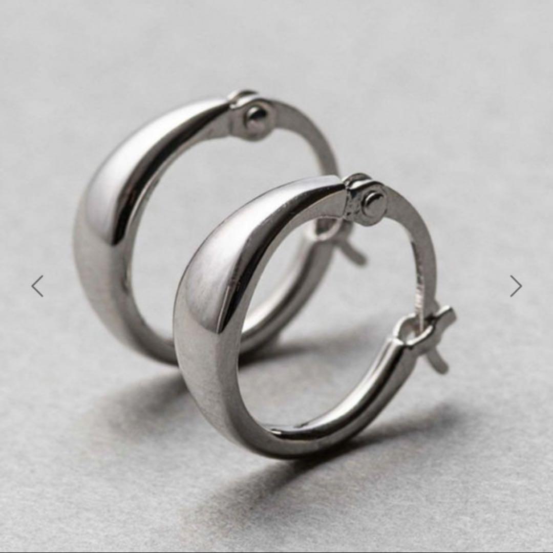 ete K10 ホワイトゴールド フープピアス