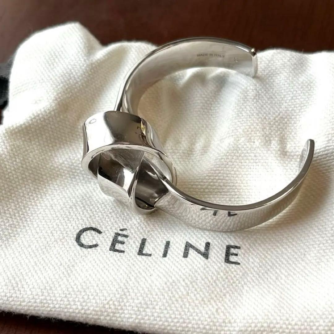 [美品] CÉLINE ノットフラットバングル S
