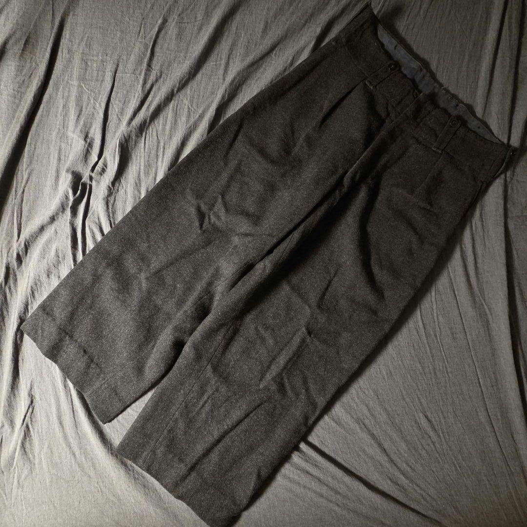 50s Euro Vintage ウールワイドスラックス　ダークグレー