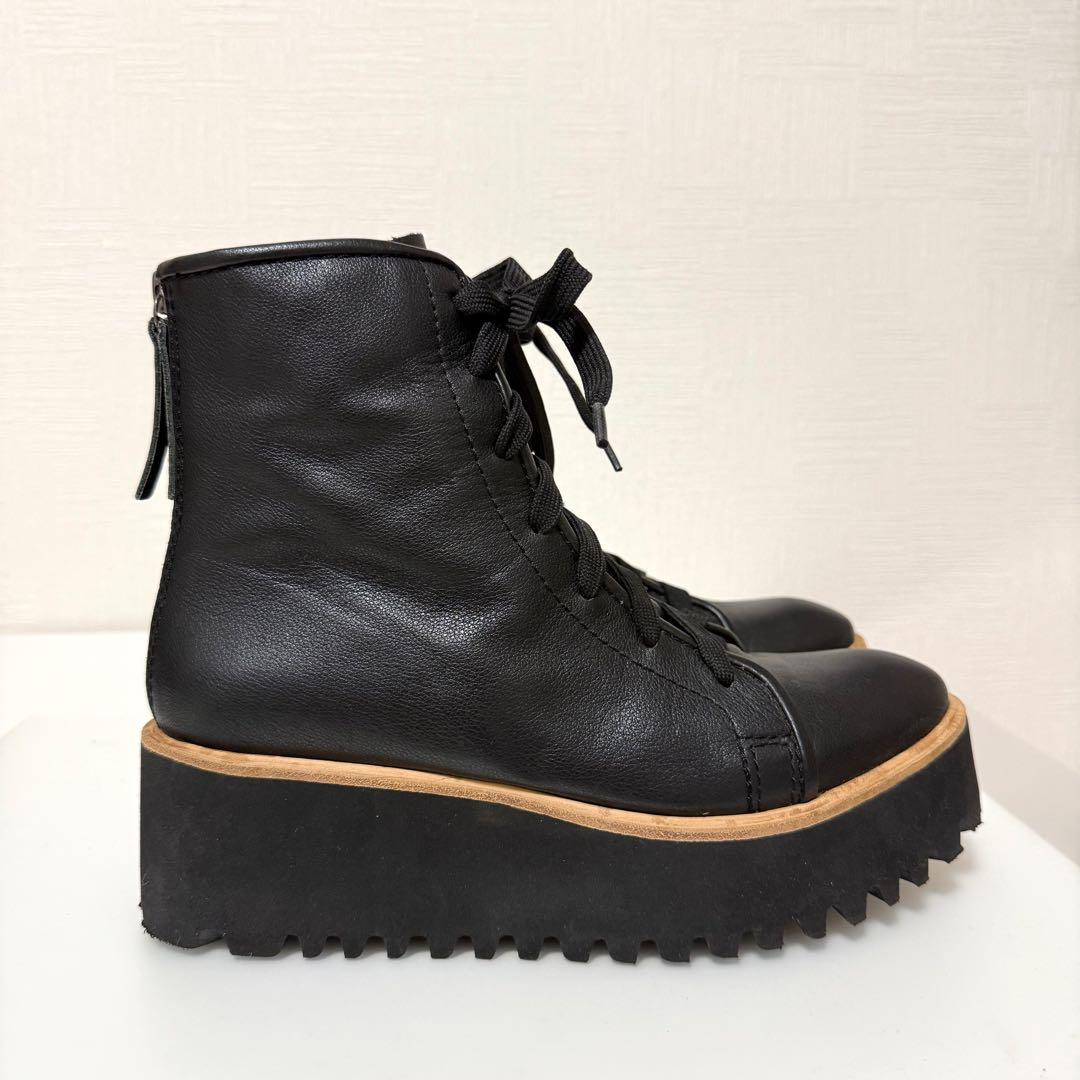 【美品】ヤマダヤ ALL BLACK×nouer ソフトレザーレースアップブーツ