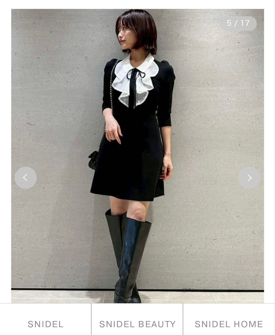 snidel スナ ラッフルミニワンピ 黒