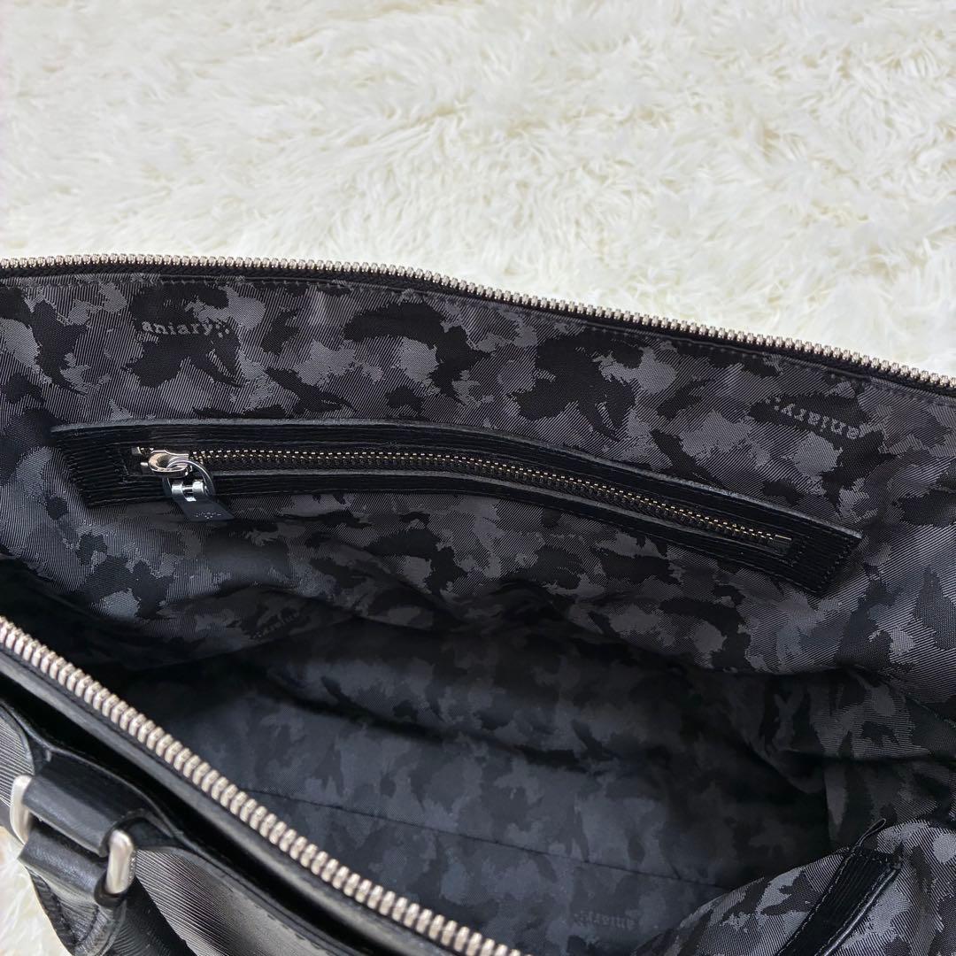 aniary アニアリ　ビジネスバッグ　ブリーフケース　レザー　ブラック　黒