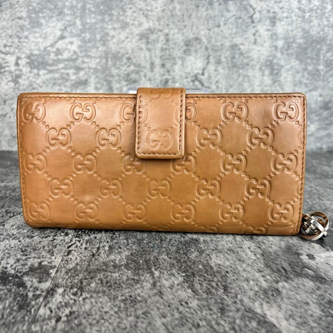 GUCCI シマレザー GG柄 長財布 インターロッキングチャーム