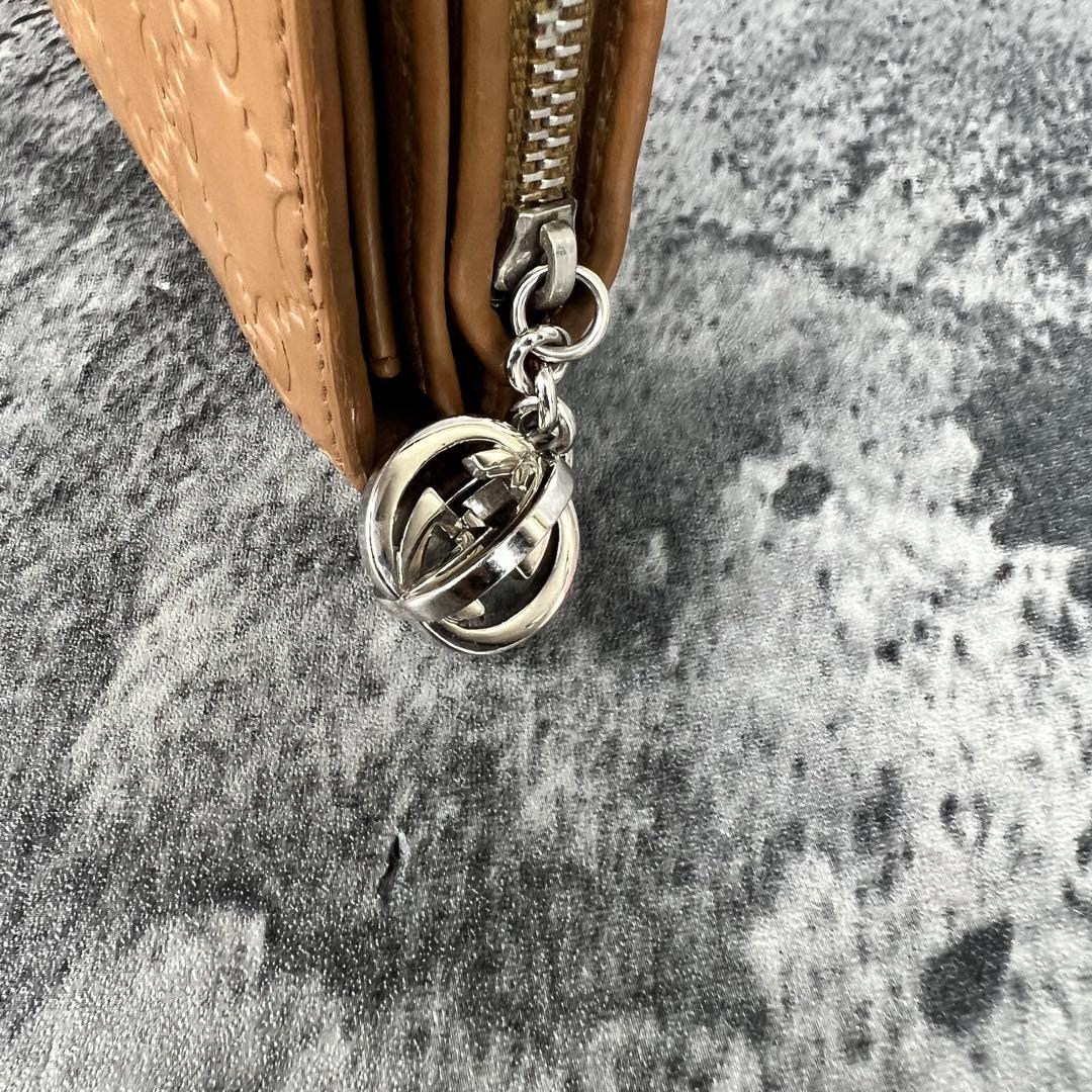 GUCCI シマレザー GG柄 長財布 インターロッキングチャーム