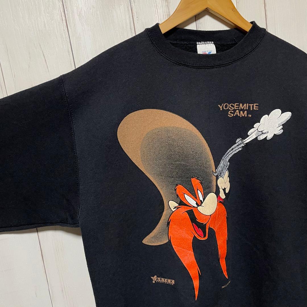 90s USA製 ARTEX ルーニーテューンズ ヨセミテサム 黒 スウェット