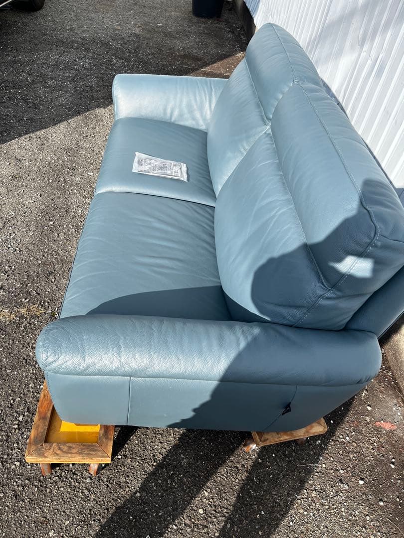 美品！サコモディSACCOMODIブルー 本革ソファ 2.5P イタリア製中古品