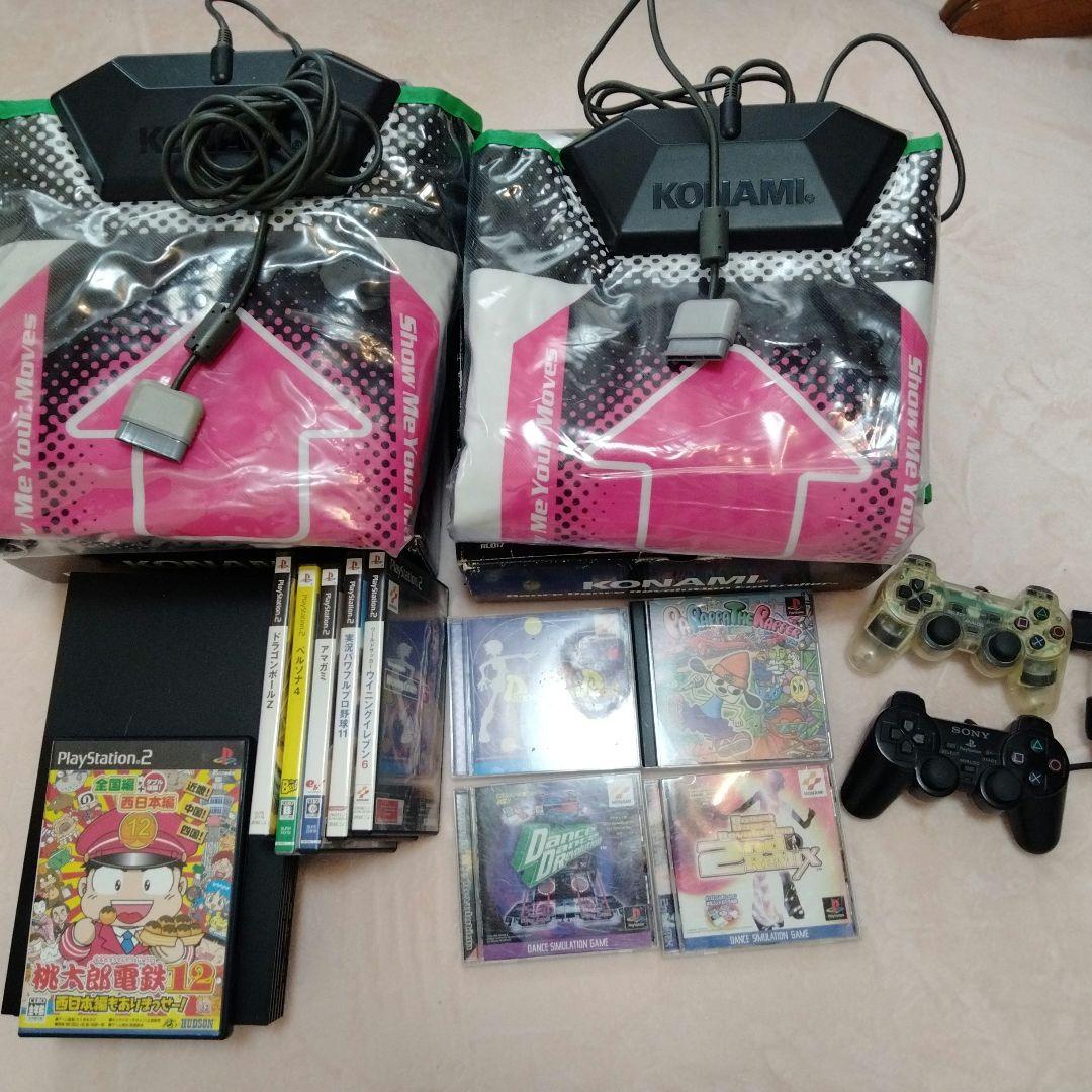 【値下げ】プレステーションセット(本体＋ソフト10枚＋ダンス台2つ)等1式