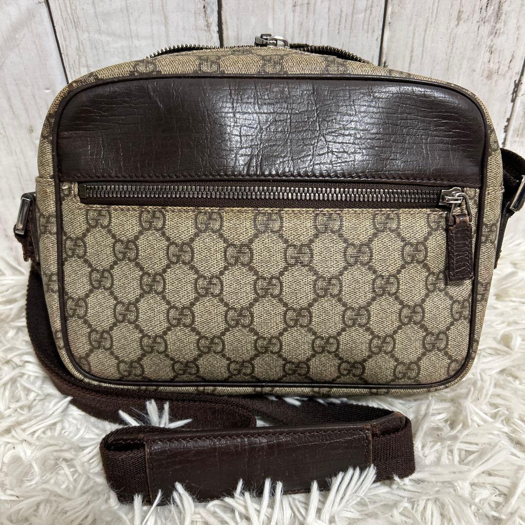 訳あり　GUCCI GGスプリーム　レザー　ショルダーバッグ　ロゴ