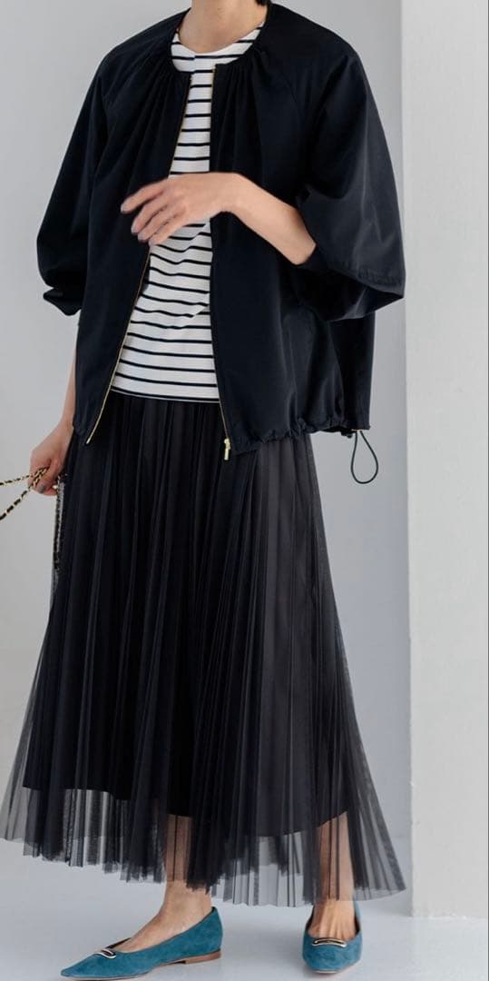 23区【洗える/撥水加工】ナイロン2WAYストレッチ ブルゾン黒36