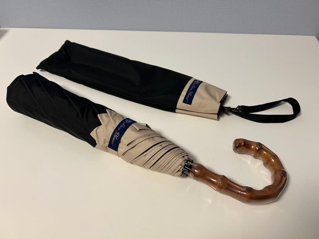 芦屋ロサブラン　日傘　2段折りミドル　コンビ　曲がり手元 55cm