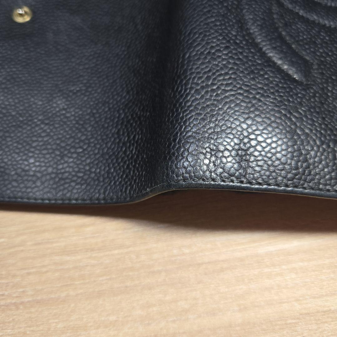 CHANEL ブラックレザー長財布