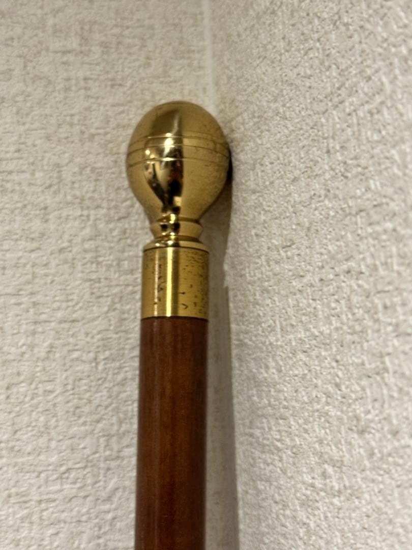 ビンテージの航海用真鍮製ボールノブ付きビクトリア朝風木製ウォーキングスティック
