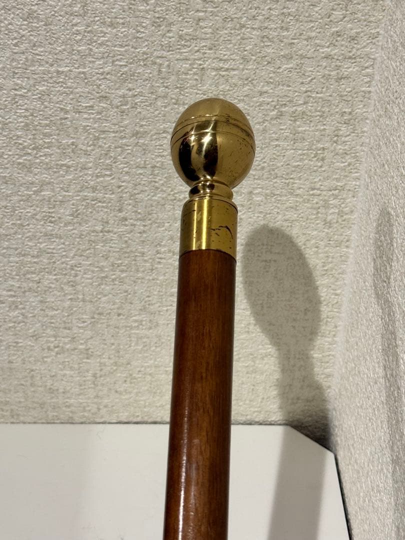 ビンテージの航海用真鍮製ボールノブ付きビクトリア朝風木製ウォーキングスティック