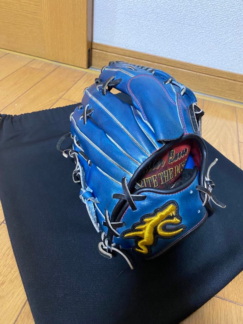 RYU 硬式用 投手 オーダー　グローブ 青　縦閉じ