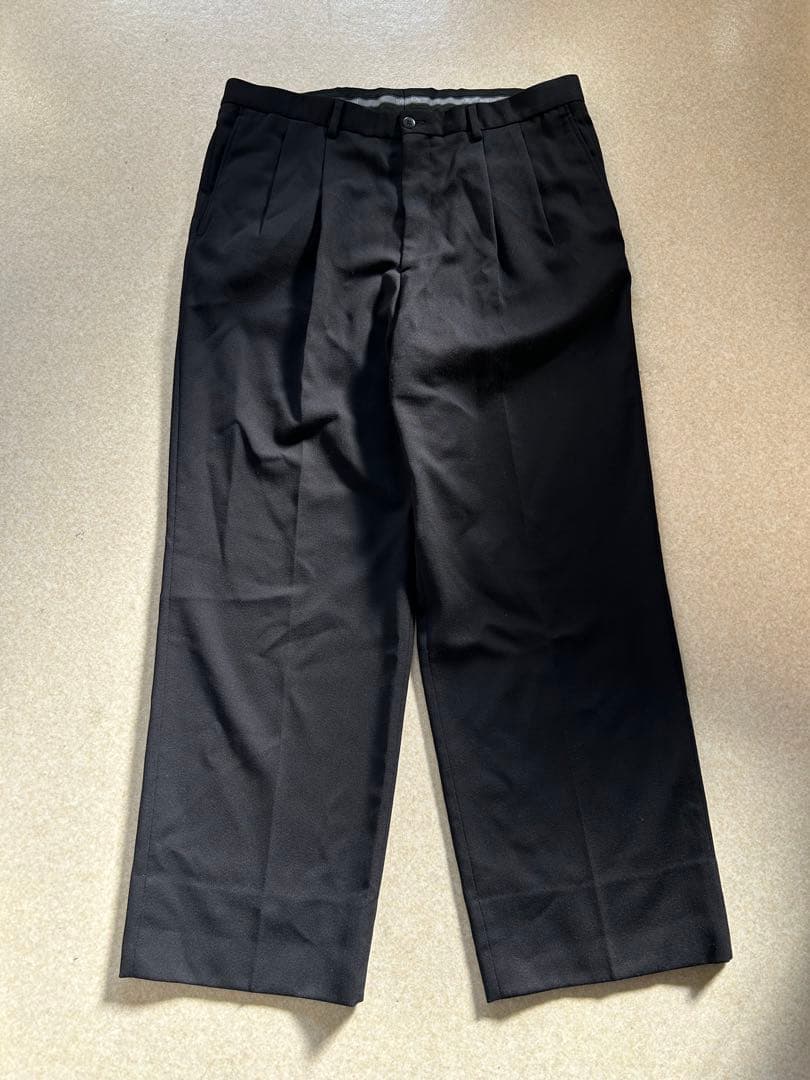 90s ジョルジオアルマーニ黒スラックス 裾当て付き