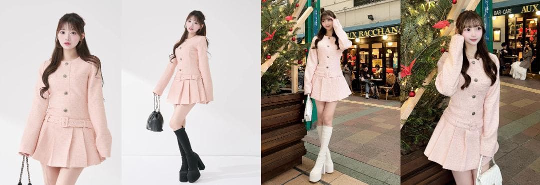 ダーリッチ darich ボックスプリーツツイードミニワンピース WHT F