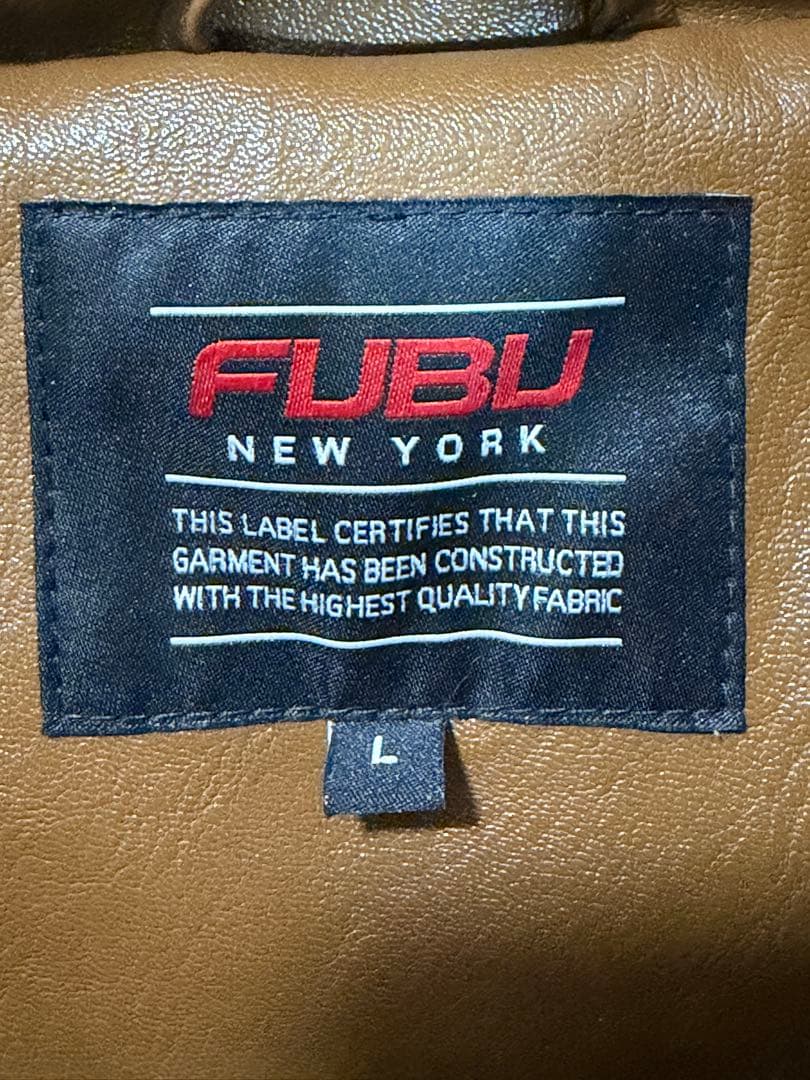 FUBU フェイクレザー 中綿 ダウンジャケットL ブラウン