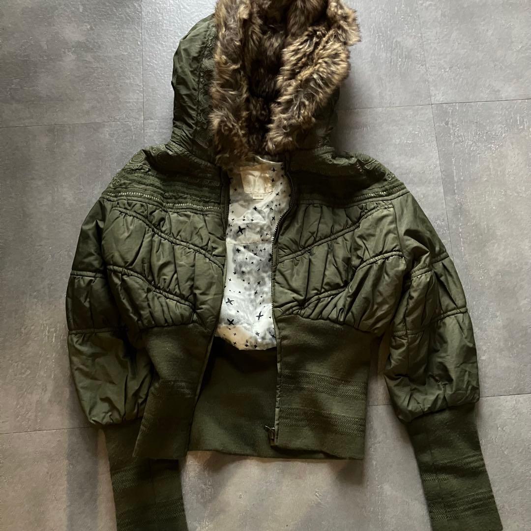 DIESEL ディーゼル 00s Y2K ファージャケット レディースXS 短丈