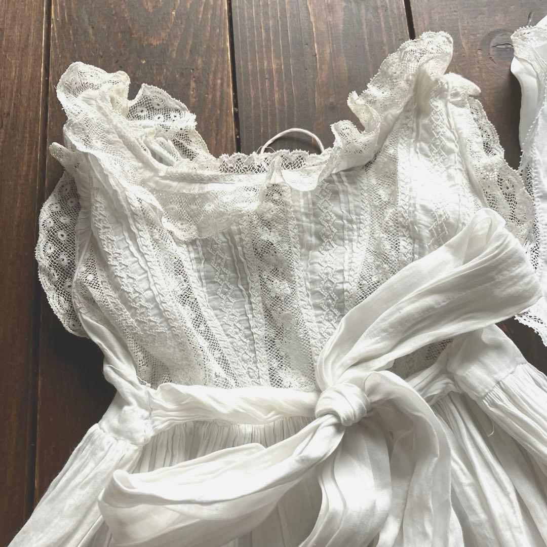 フランスアンティークベビードレス　フレンチスリーブ　洗礼服　おまけ付き