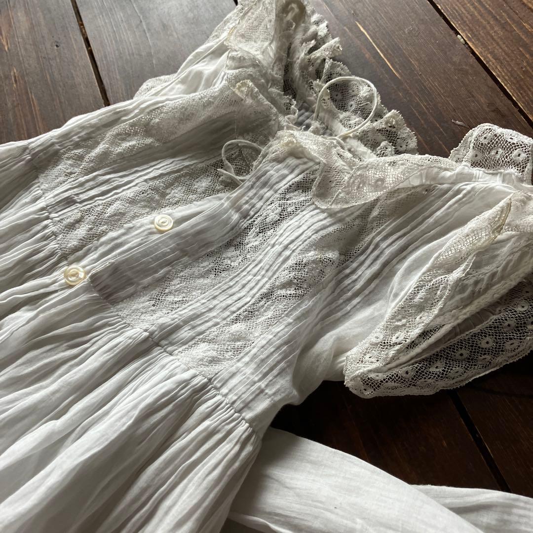 フランスアンティークベビードレス　フレンチスリーブ　洗礼服　おまけ付き