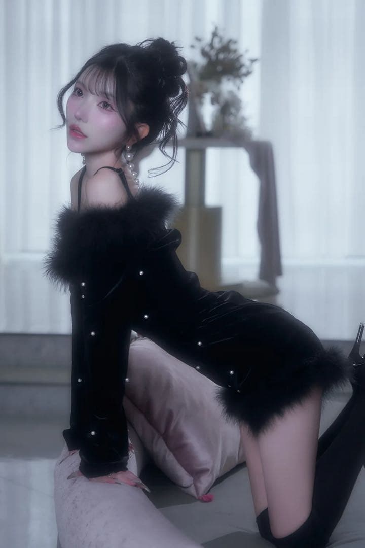 belearmimi ベリアミミ デザインパールベロアコンビネゾン