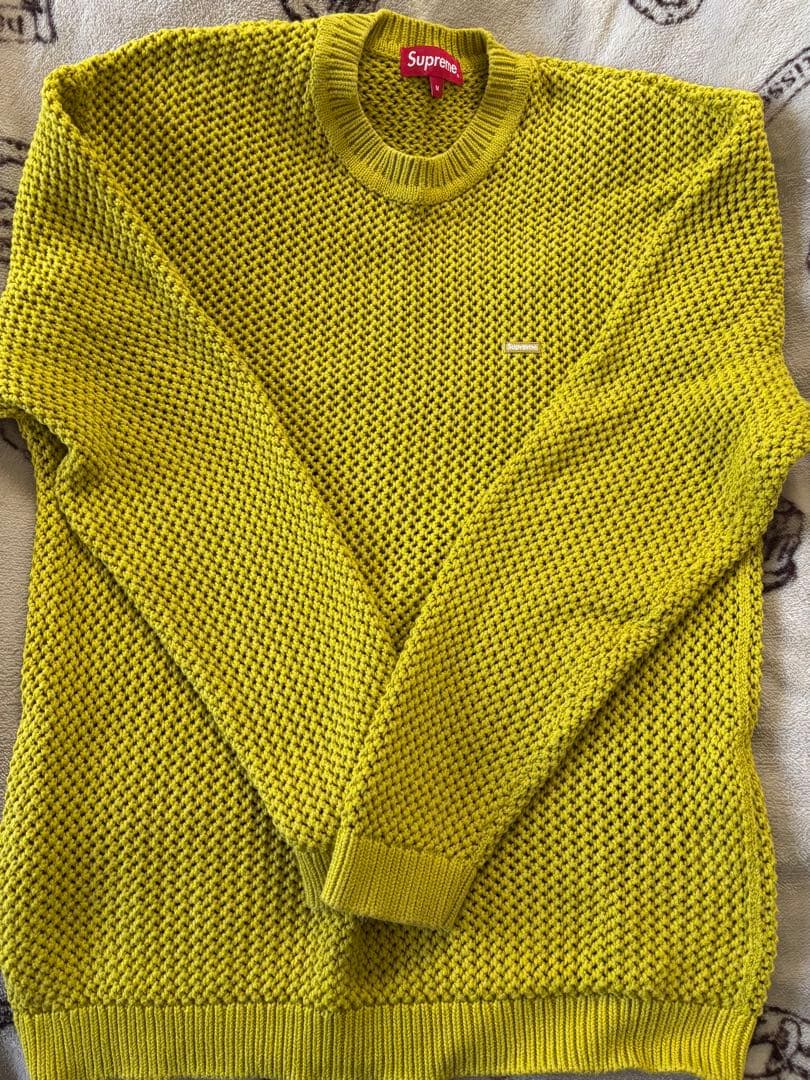 Supreme メッシュ編み イエローニットセーター(リモード)
