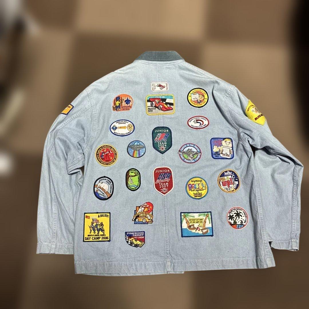 デニムカバーオール　ワッペン付き