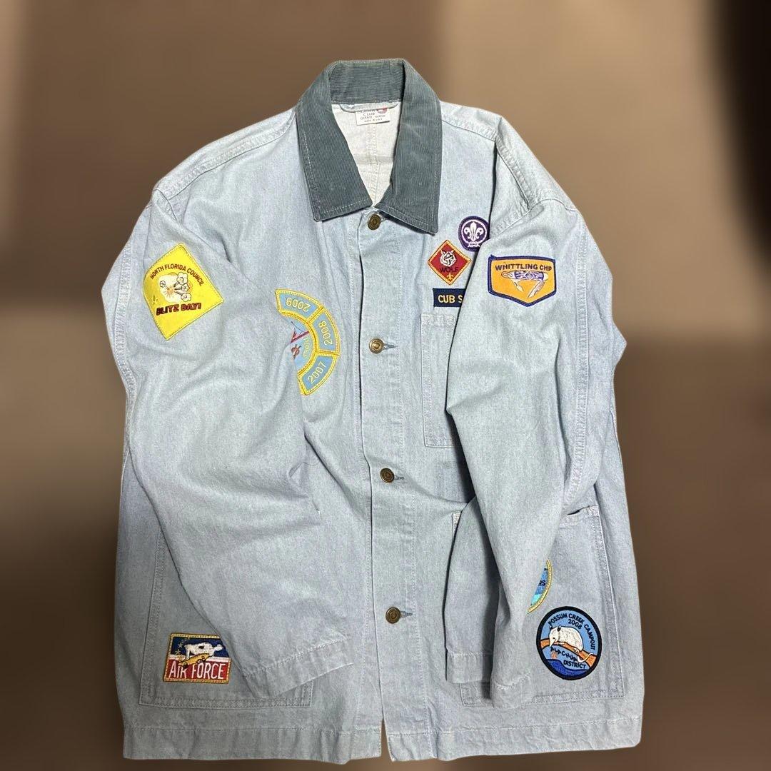 デニムカバーオール　ワッペン付き