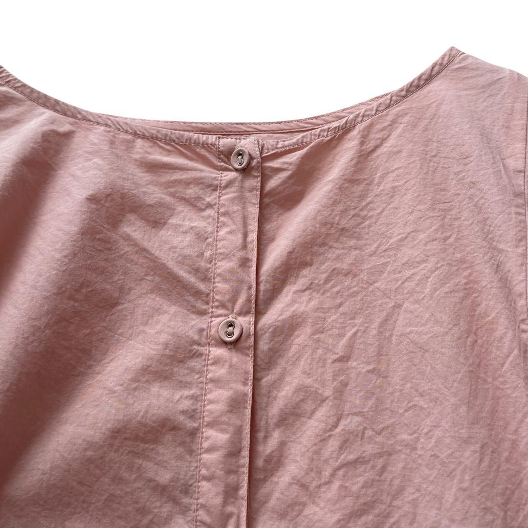 美品☆かぐれ☆コットンギャザー2WAYブラウス ピンク オーバーサイズ ペプラム