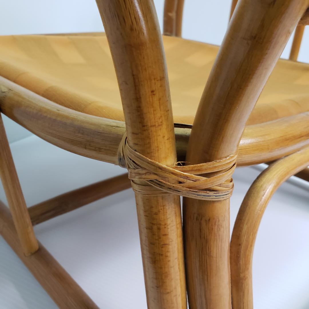 ラタン　座椅子　レトロ　木製ビーズ付き　希少