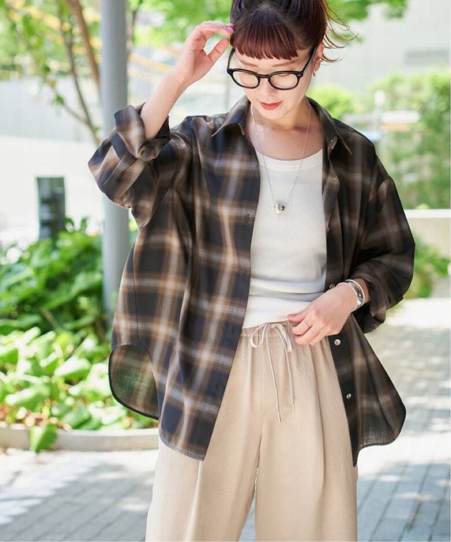 Spick and Span メタルボタンTRチェックルーズシャツ