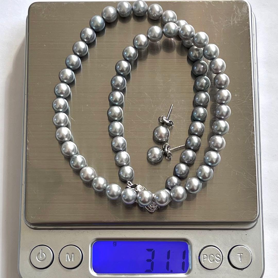 Imuzak】タサキ パール ネックレス 7mm WGk18ピアス セット