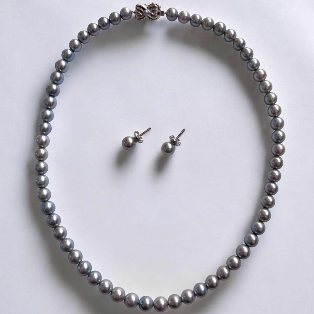 Imuzak】タサキ パール ネックレス 7mm WGk18ピアス セット