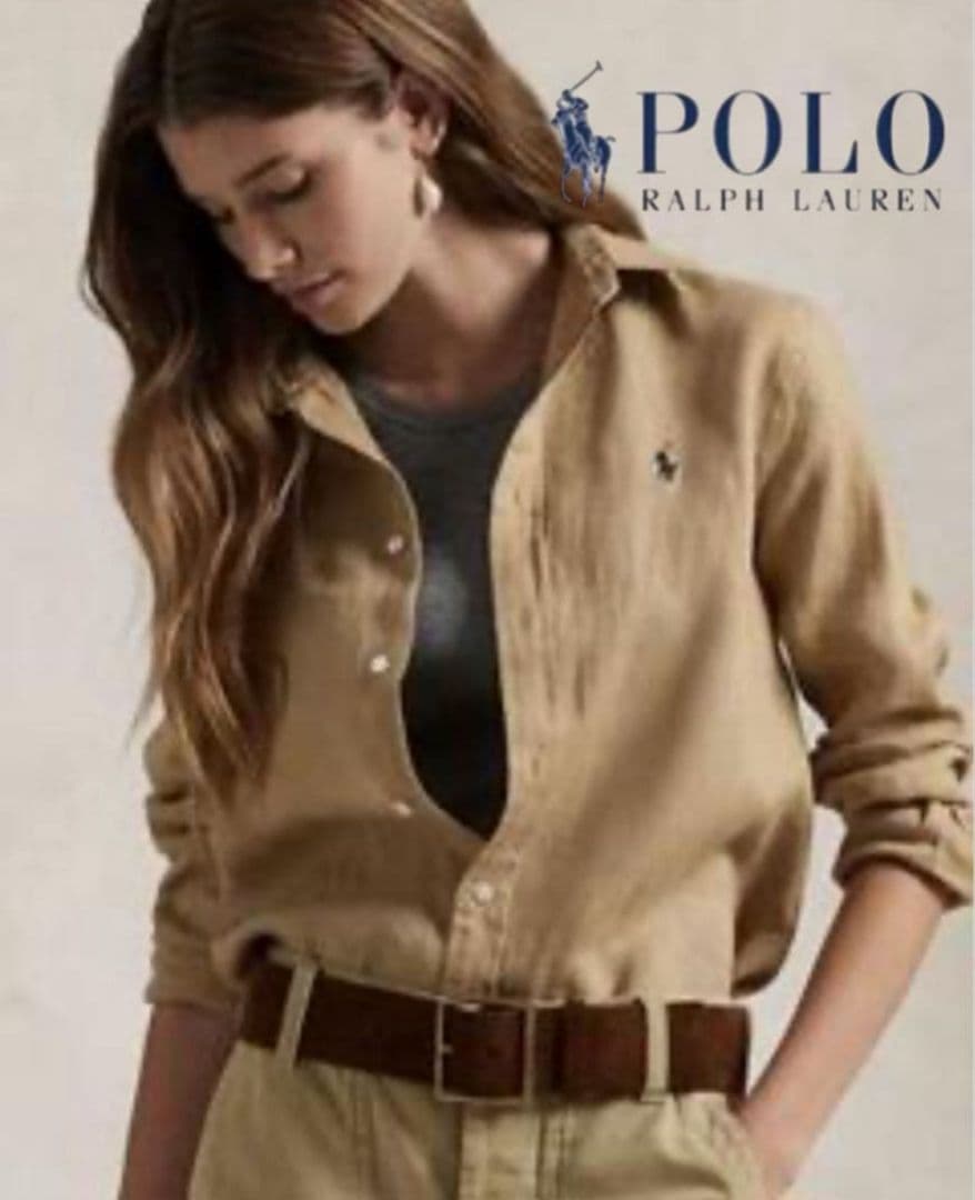 ✨極美品 ポロ ラルフローレン ベージュリネンシャツ SP クラシックフィット