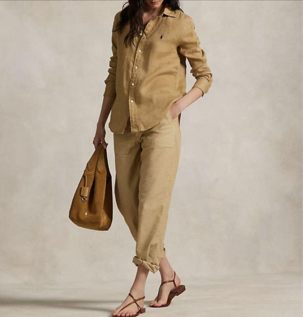 ✨極美品 ポロ ラルフローレン ベージュリネンシャツ SP クラシックフィット