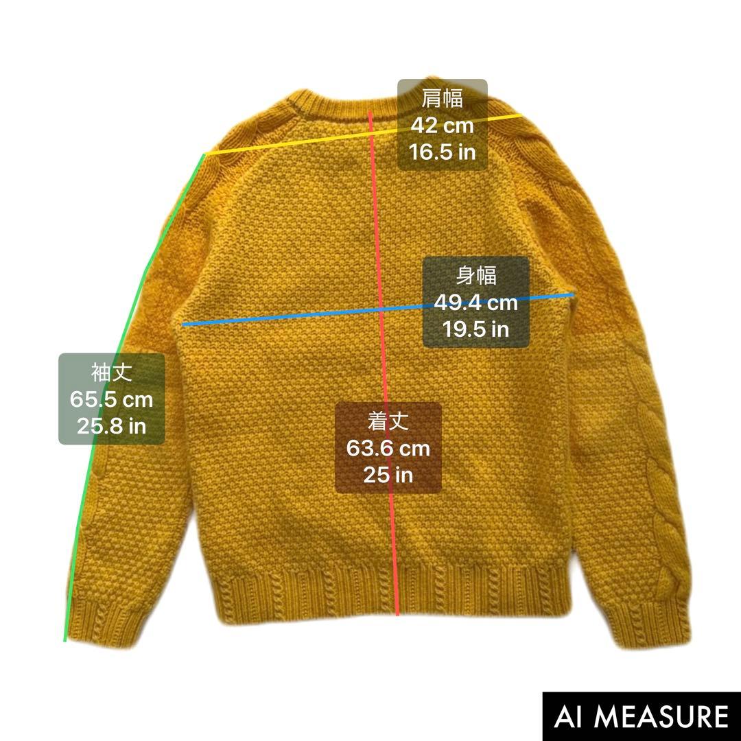 COOHEM カシミヤ モヘア アンゴラ ケーブルニット 黄色 米富繊維