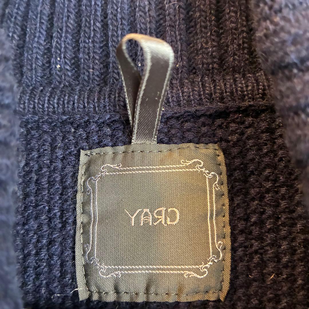 伊製 GRAY ポップコーン アラン タートルネック セーター 48 ネイビー