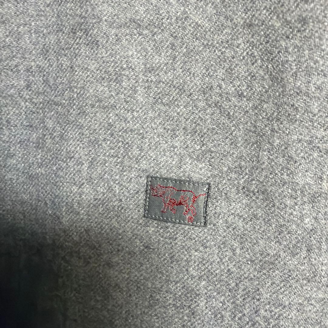 【ヒロ美品】Papas高級綿シャツジャケットMグレー裏チェック柄