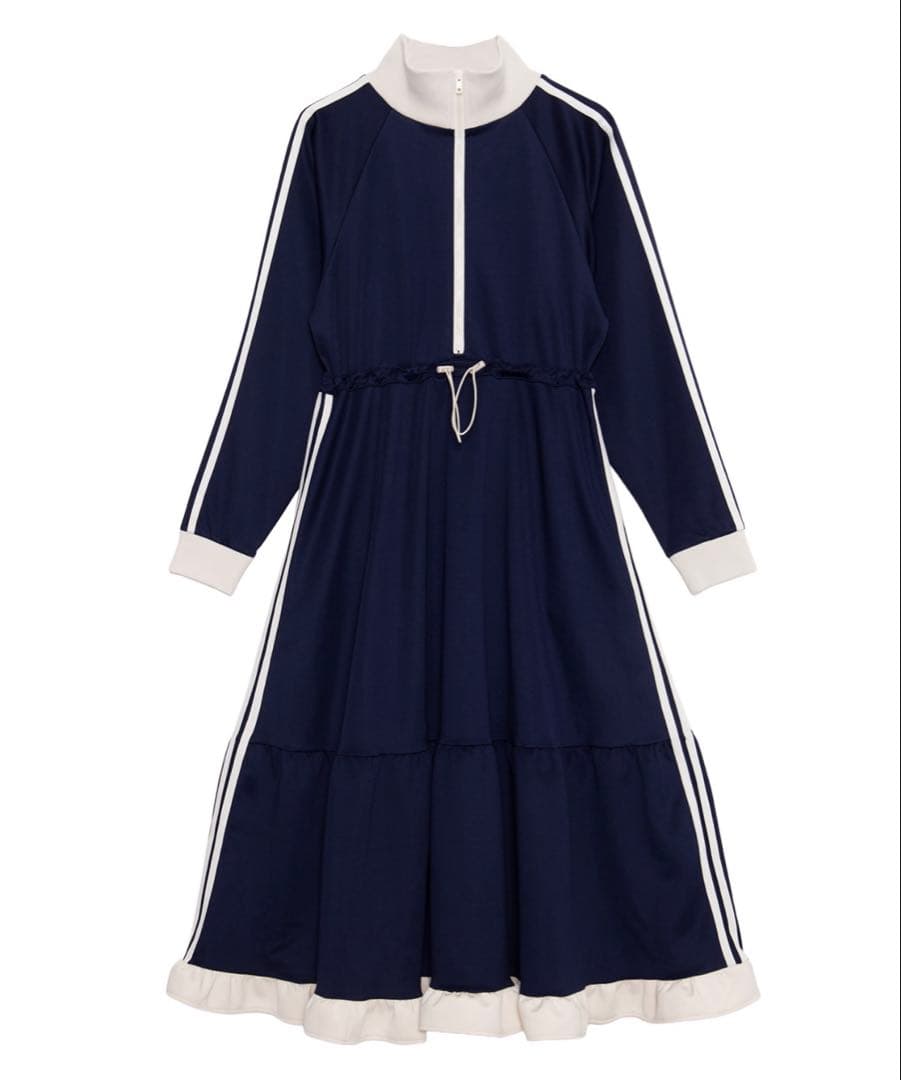 PUNYUS フリルジャージワンピース ネイビー サイズ3